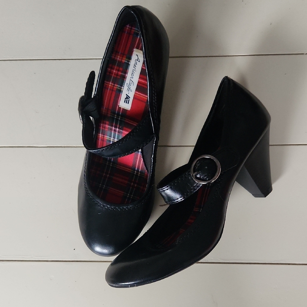 SOLD Women's Black Heels with Buckle by American Eagle Outfitters